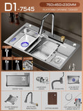 Silver Nano 304 Stainless Steel Kitchen Waterfall Sink