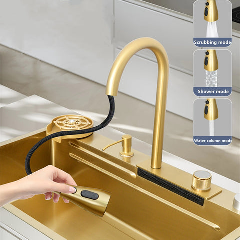 Gold Waterfall Kitchen Sink