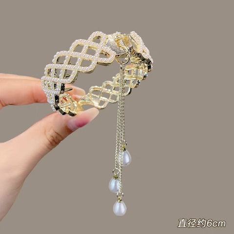 Pearl Rhinestone Hair Claw Clips