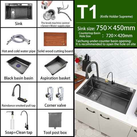 Nano 304 Stainless Steel Knife Rack Kitchen Sink