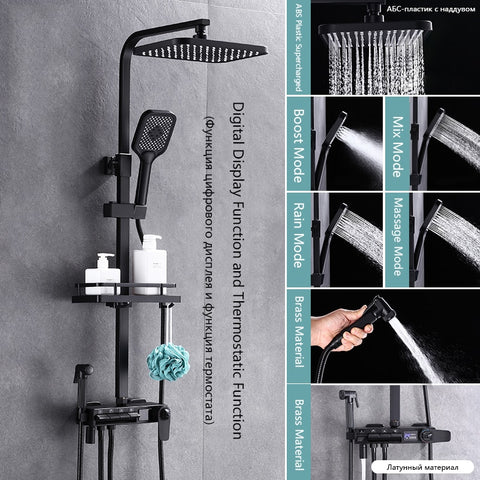 Brass Thermostatic Digital Display Shower