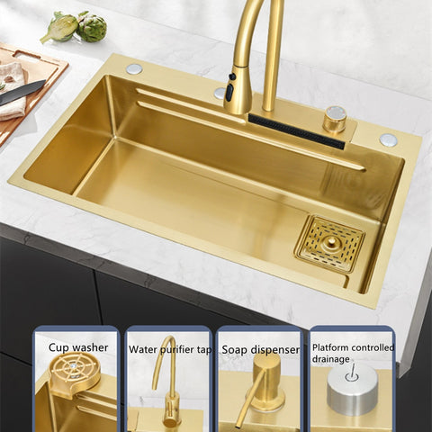 Gold Waterfall Kitchen Sink