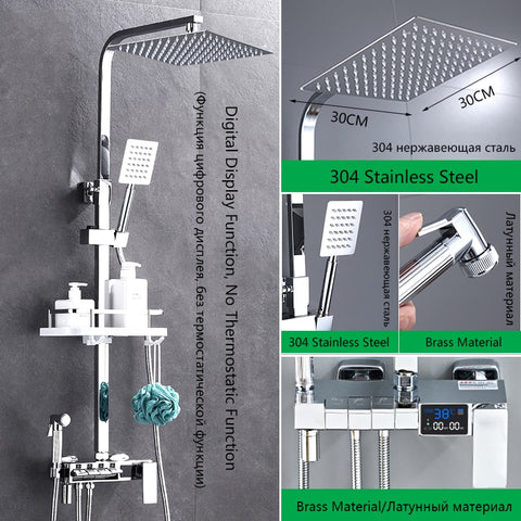 Brass Thermostatic Digital Display Shower
