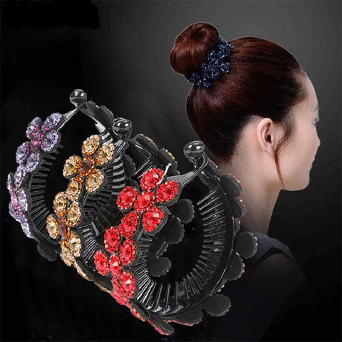 Rhinestone Flower Bun Hairpin