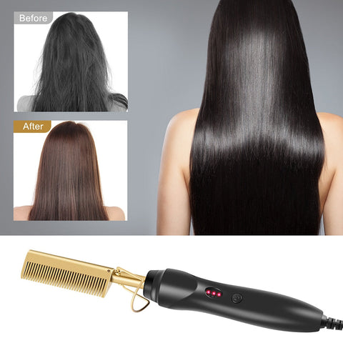 Electric Gold Hair Straightener Hot Comb