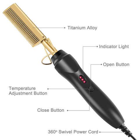 Electric Gold Hair Straightener Hot Comb