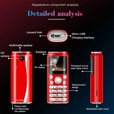 1" Mini Dual Sim Bluetooth Camera MP3 Cellphone