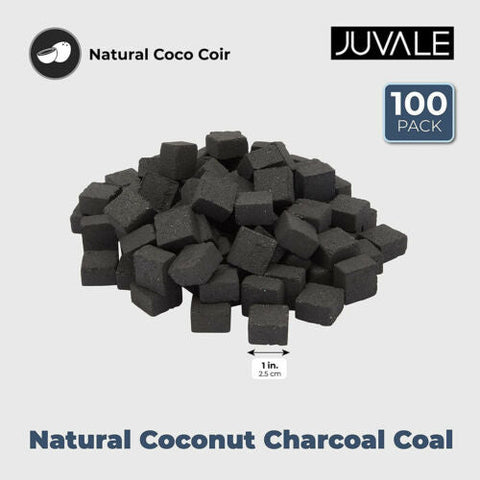 (Only Ship US The Lower 48) 100 Pack Coco Coir Coconut Charcoal Natural Compressed Hookah Coal Cubes 1x1x1"